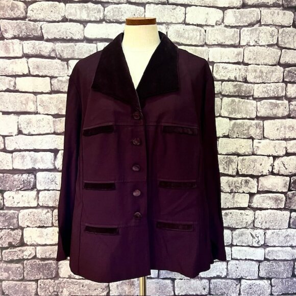 Dani Max Purple Button Down Long Sleeve Jacket Size 24WP - Picture 1 of 9